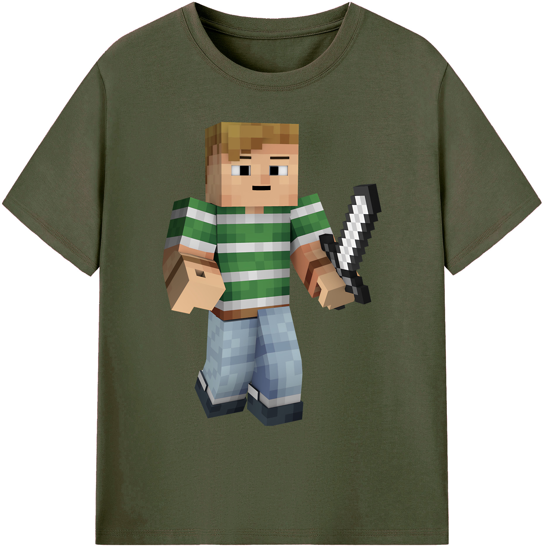 （画像用） マインクラフト ブロックの世界 Minecraft MC Block world 綿100％ メンズ半袖Tシャツ｜肌触りやわらか＆通気性